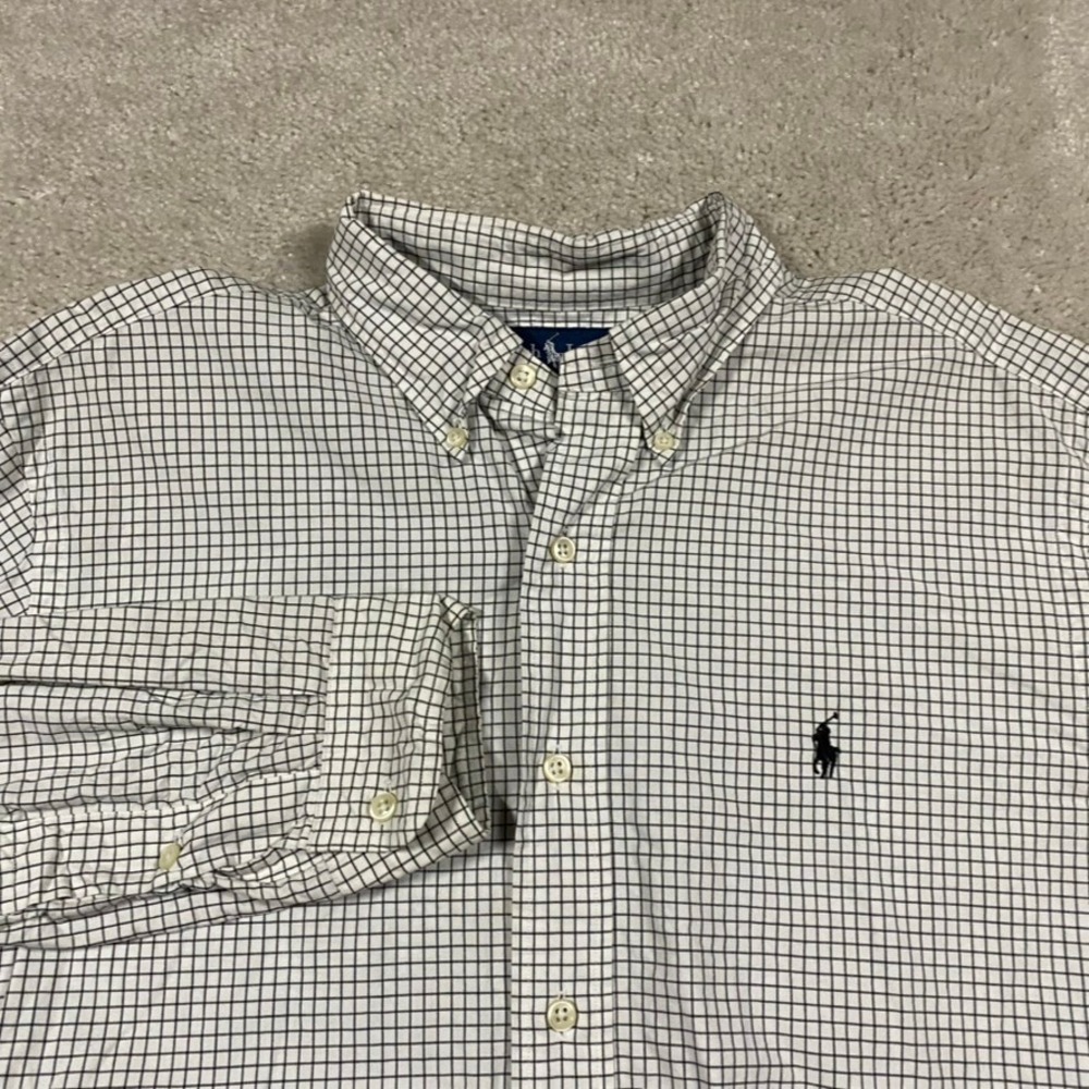 Polo Ralph Lauren Shirt Mens L Classic Fit Tattersall Check Button Down Preppy